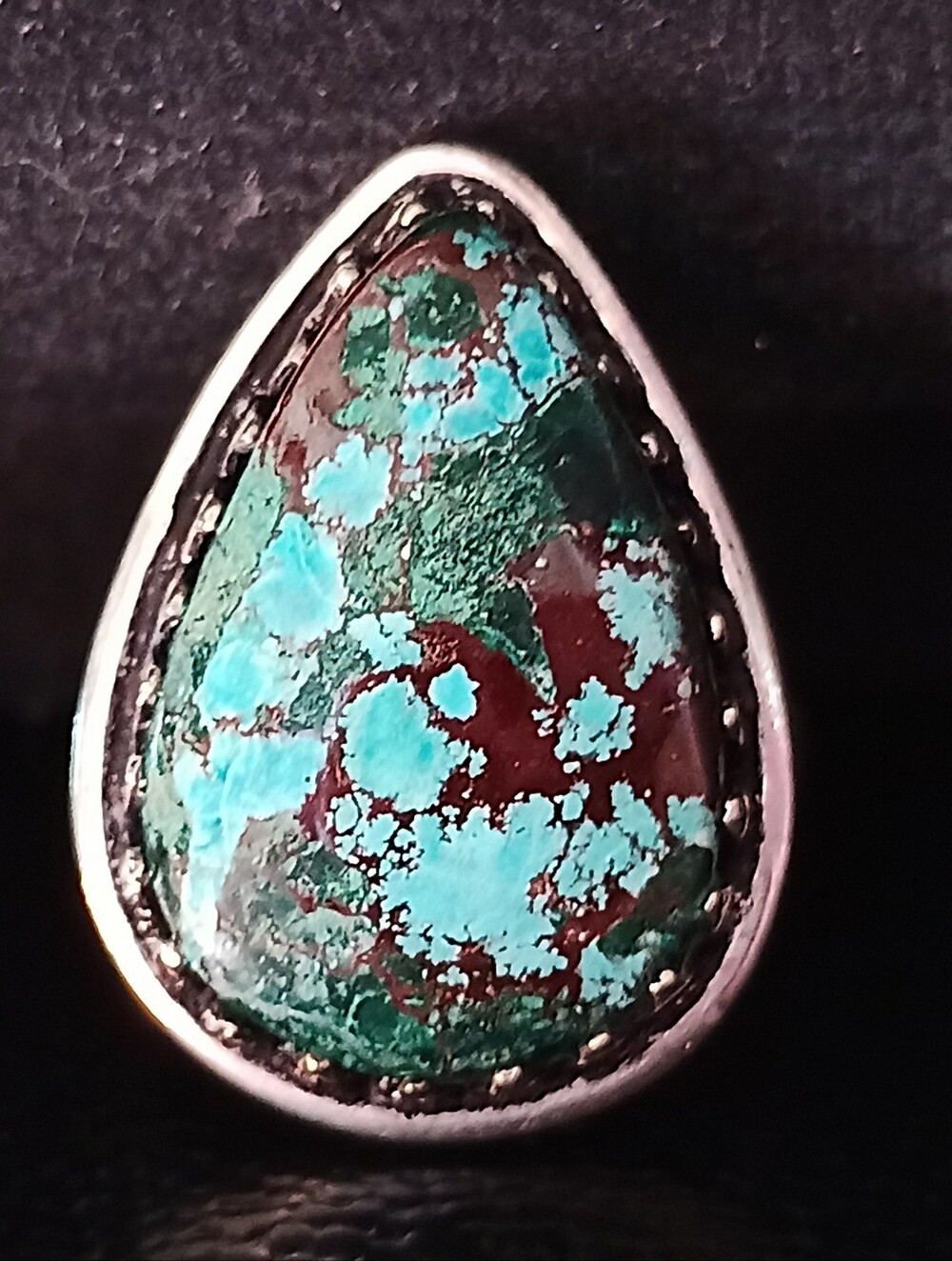 Turquoise Teardrop Silver Ring Sz 7.5